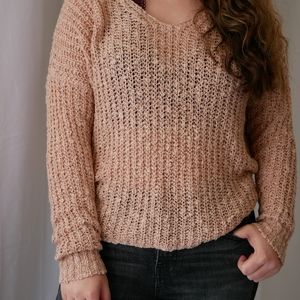 Open-back, loose knit sweater